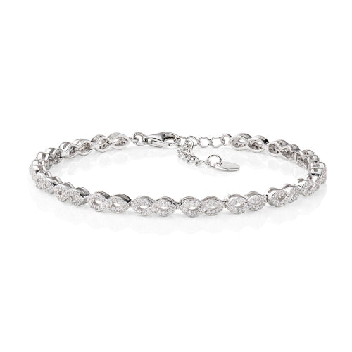 Infinity Chain Bracelet in Sterling Silver with White Zirconia