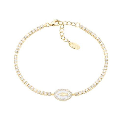 Bracelet with White Enameled Miraculous Mary Medal