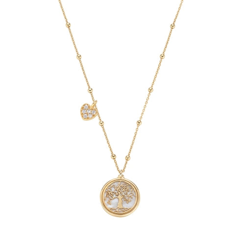 Tree of Life Charm Necklace in Sterling Silver with White Mother-of-Pearl