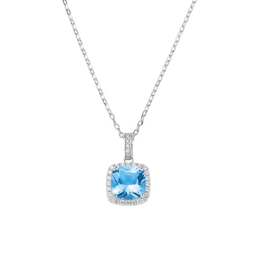 Cushion-Cut Lady Charm Necklace in Sterling Silver