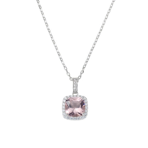Cushion-Cut Lady Charm Necklace in Sterling Silver