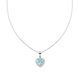 Heart Necklace in Sterling Silver with White Zirconia