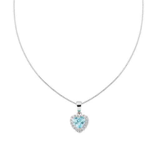 Heart Necklace in Sterling Silver with White Zirconia