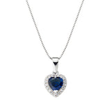 Heart Necklace in Sterling Silver with White Zirconia
