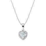 Heart Necklace in Sterling Silver with White Zirconia