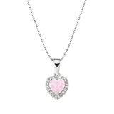 Heart Necklace in Sterling Silver with White Zirconia