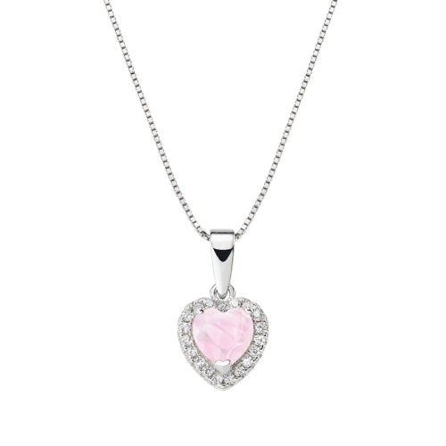 Heart Necklace in Sterling Silver with White Zirconia