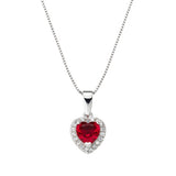 Heart Necklace in Sterling Silver with White Zirconia