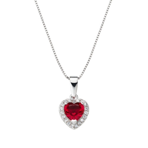Heart Necklace in Sterling Silver with White Zirconia