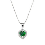 Heart Necklace in Sterling Silver with White Zirconia
