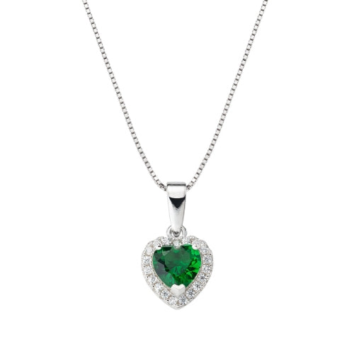 Heart Necklace in Sterling Silver with White Zirconia