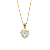 Heart Necklace in Sterling Silver with White Zirconia