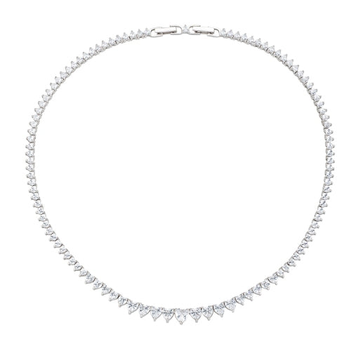 Heart-cut Zirconia Tennis Necklace in Sterling Silver