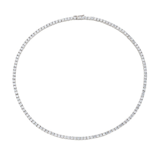 Round-cut Zirconia Tennis Necklace in Sterling Silver