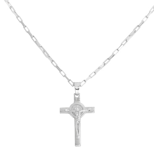 Crucifix Charm Necklace in Sterling Silver