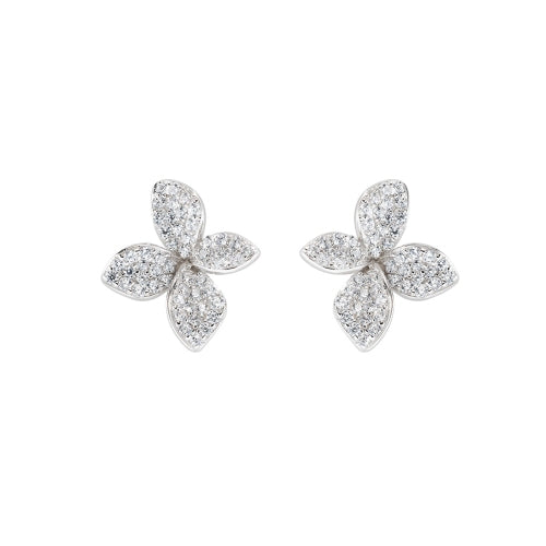 Stud Earrings in Sterling Silver with White Zirconia