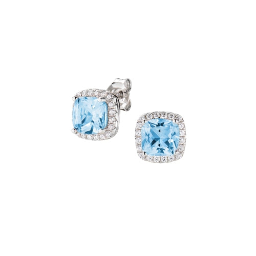 Cushion-Cut Lady Stud Earrings in Sterling Silver
