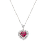 Red Heart Stardust Drop Earrings  & Charm Necklace in Sterling Silver