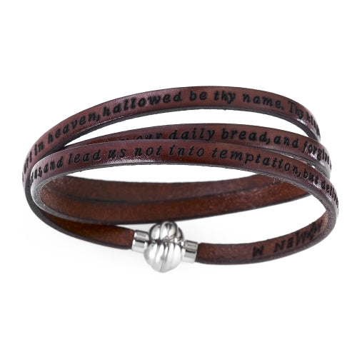 The Lord's Prayer Leather Wrap Bracelet