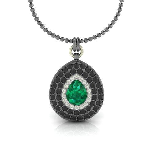 Silver Pendant Green Hydro Black Spinels and White Topaz - Craig Shelly