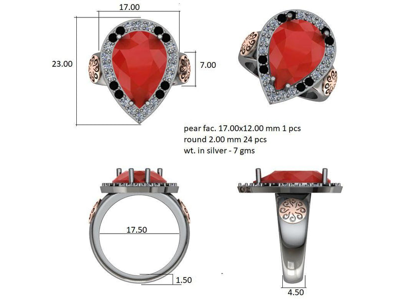 Silver Ring Gold with Red Jade - Craig Shelly